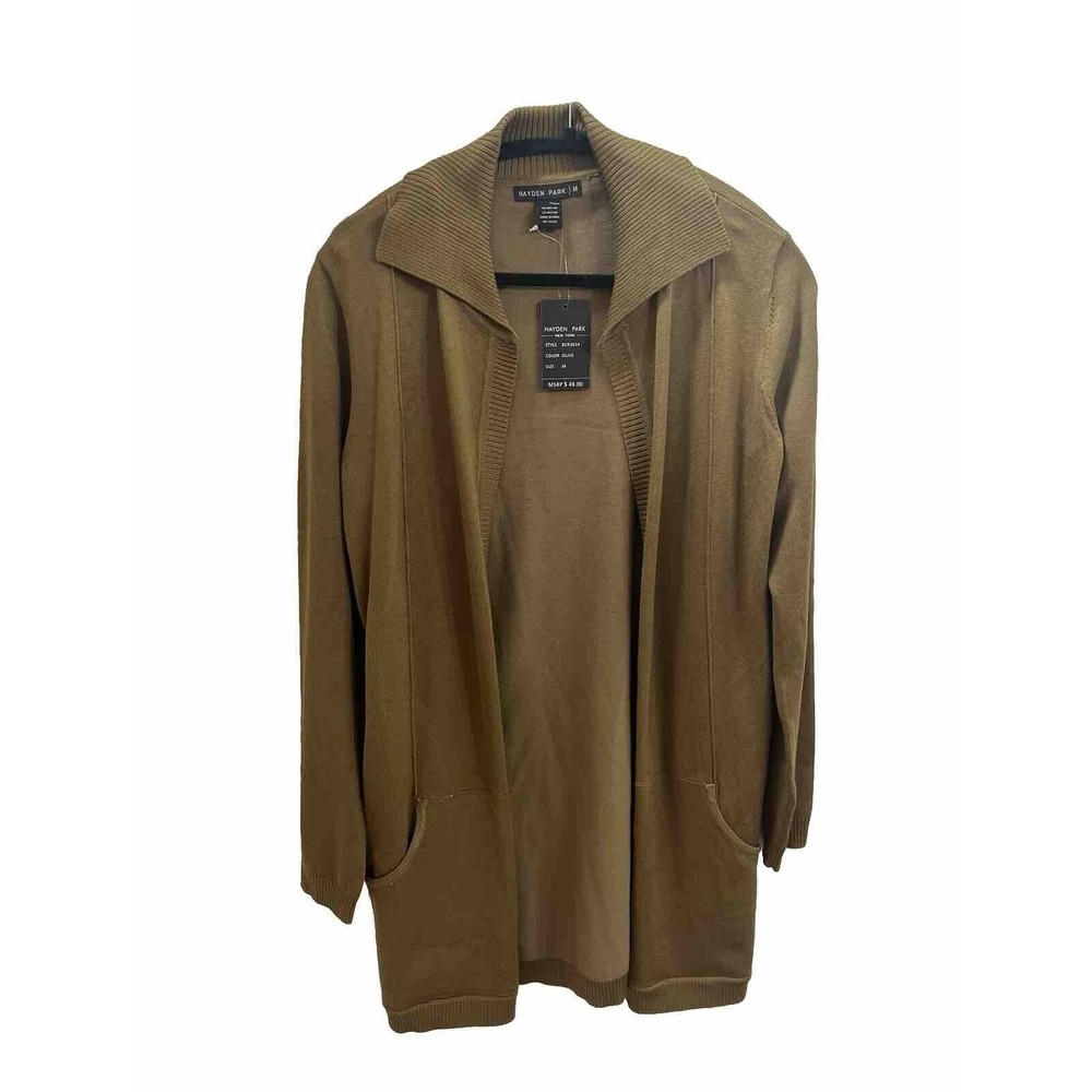 Hayden Park New York Cardigan Sweater, Olive, Size M, New